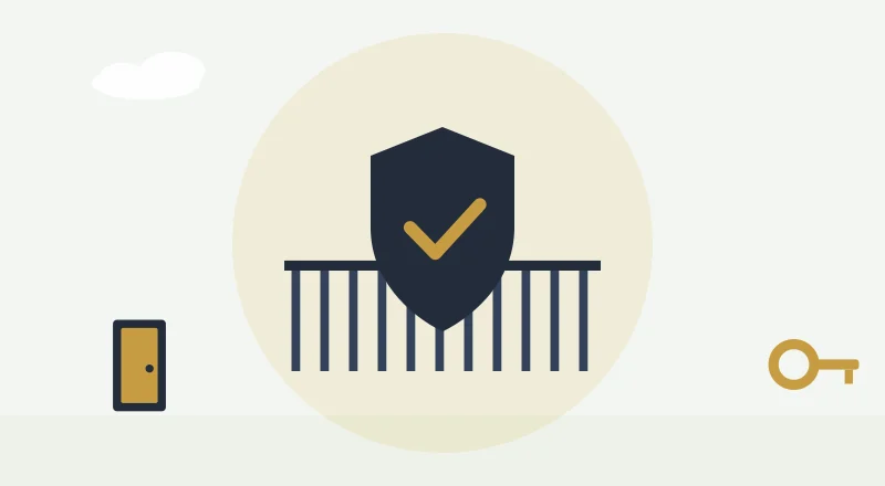 A shield in front of a gate