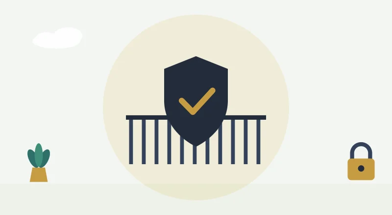 A shield in front of a gate