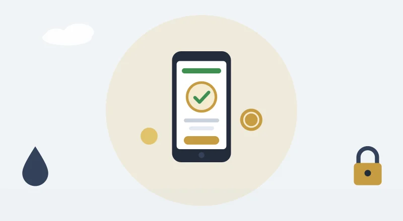A phone showing a paid M-Pesa receipt, with coins