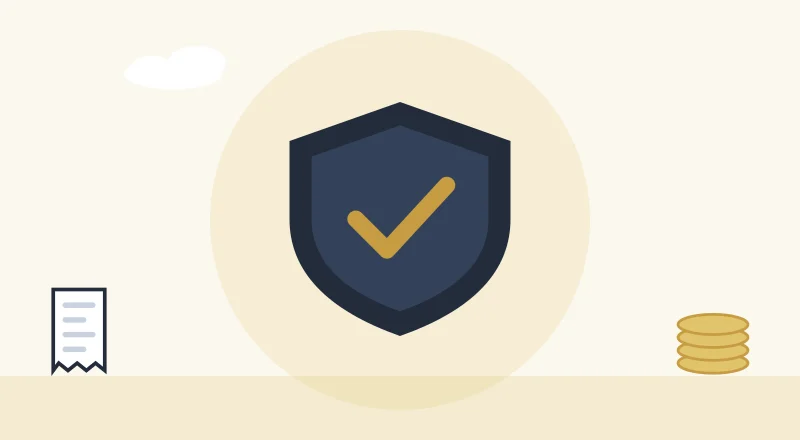 A shield with a tick, for staying safe