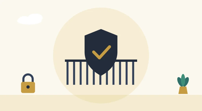 A shield in front of a gate