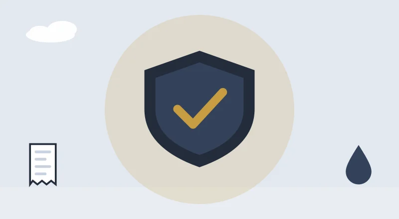 A shield with a tick, for staying safe