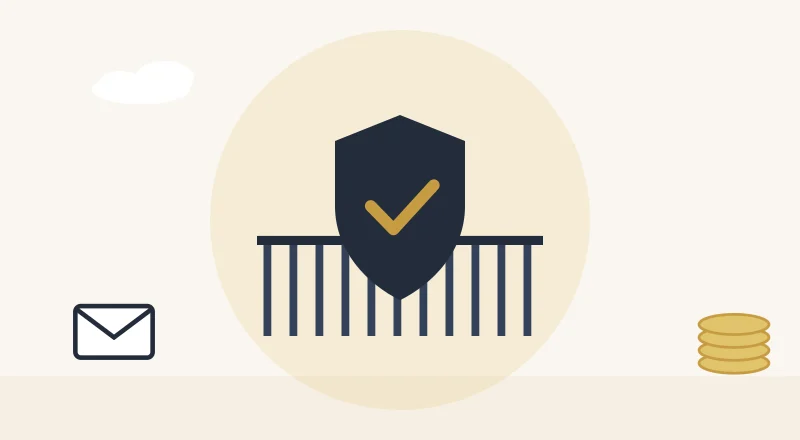 A shield in front of a gate