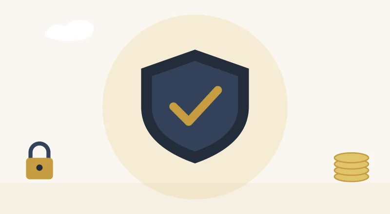 A shield with a tick, for staying safe