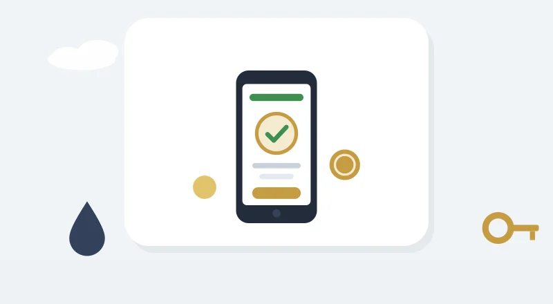 A phone showing a paid M-Pesa receipt, with coins