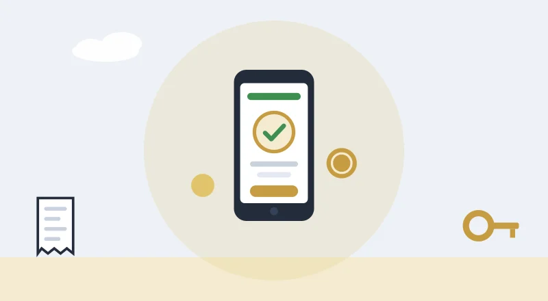 A phone showing a paid M-Pesa receipt, with coins