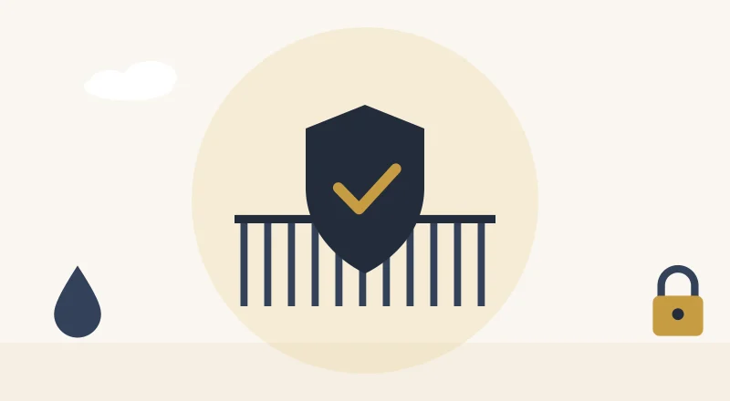 A shield in front of a gate