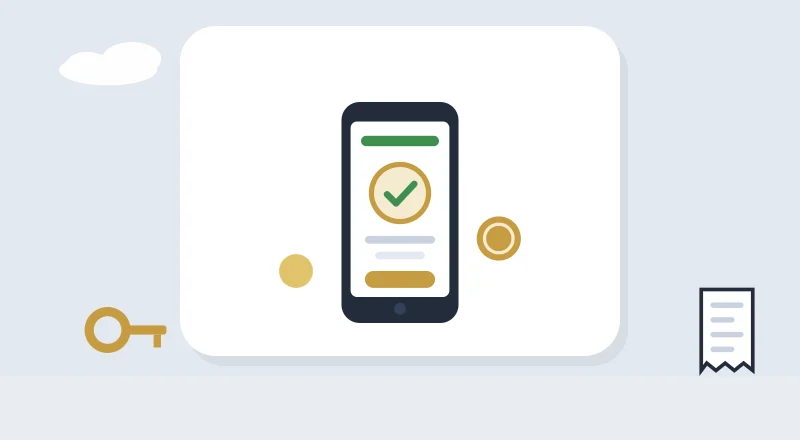 A phone showing a paid M-Pesa receipt, with coins