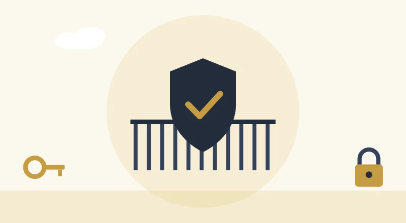 A shield in front of a gate