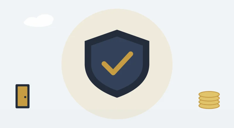 A shield with a tick, for staying safe