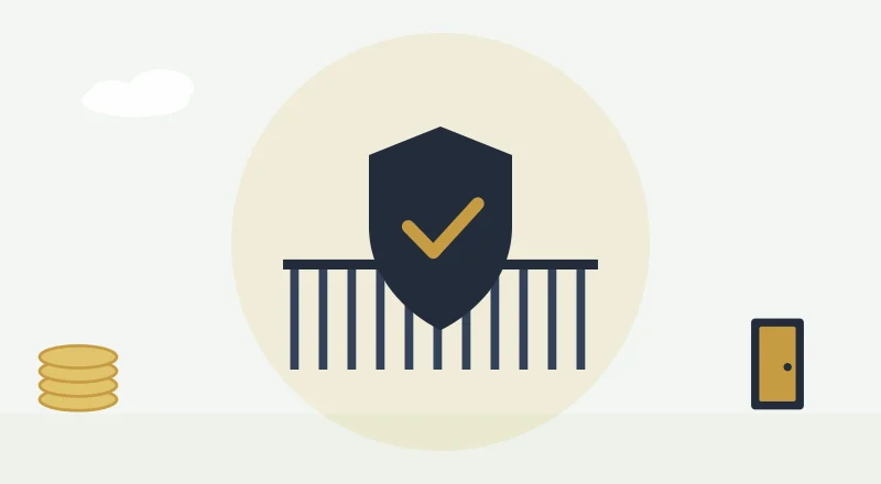 A shield in front of a gate
