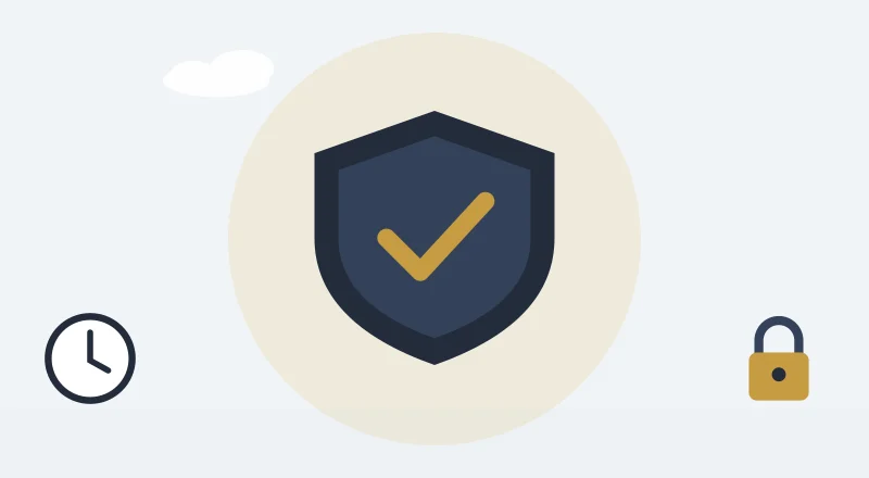 A shield with a tick, for staying safe
