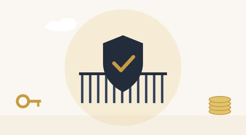 A shield in front of a gate