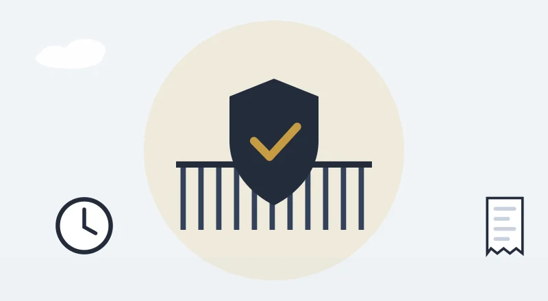 A shield in front of a gate