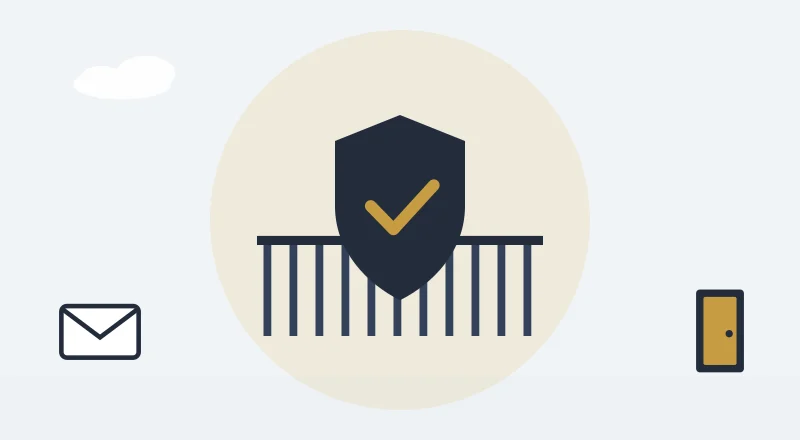 A shield in front of a gate