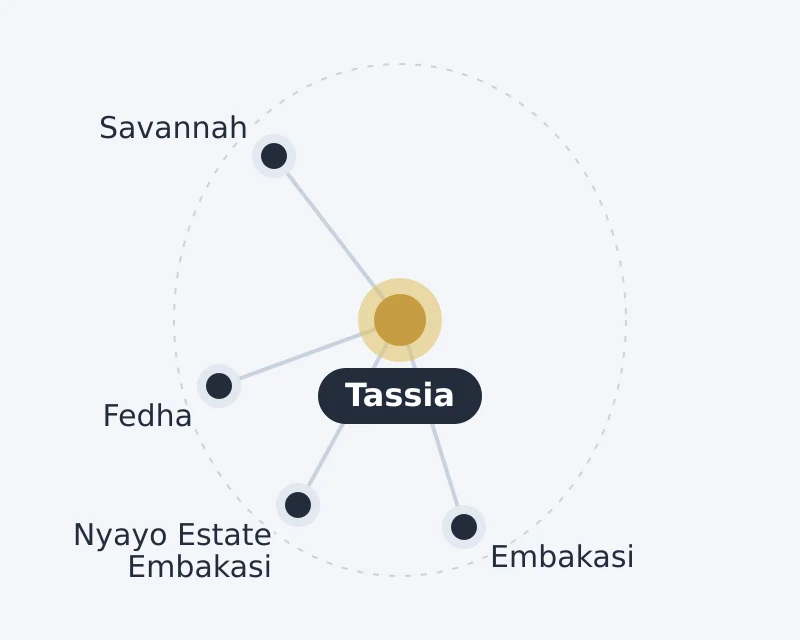 Diagram of Tassia and nearby areas: Embakasi, Fedha, Nyayo Estate Embakasi, Savannah