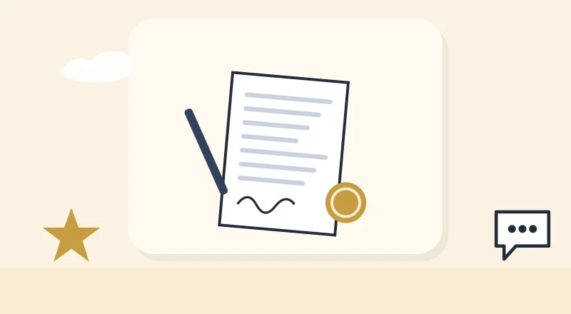 A signed agreement with a seal and a pen