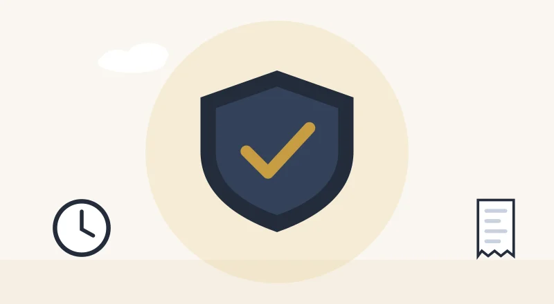 A shield with a tick, for staying safe