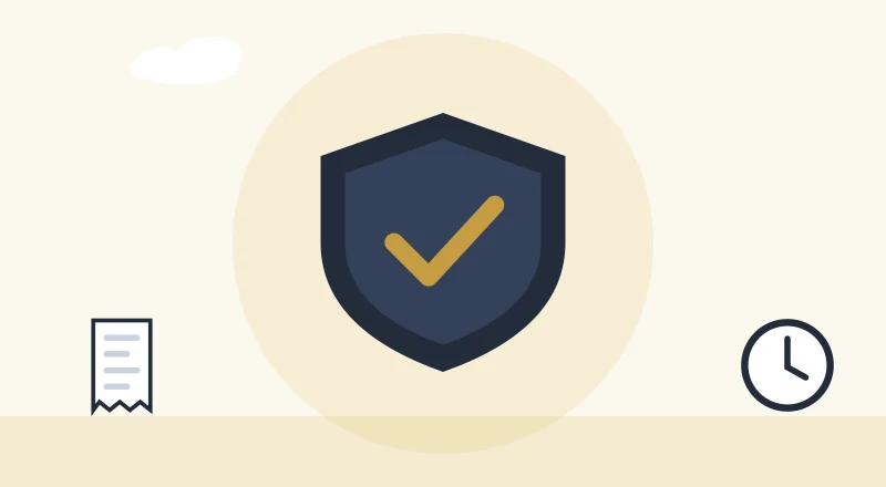 A shield with a tick, for staying safe
