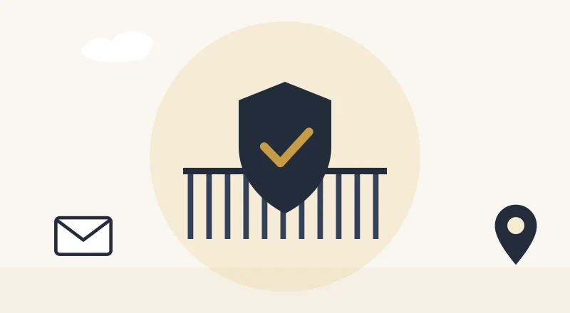 A shield in front of a gate