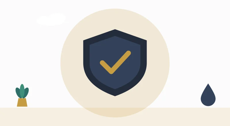 A shield with a tick, for staying safe