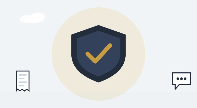 A shield with a tick, for staying safe