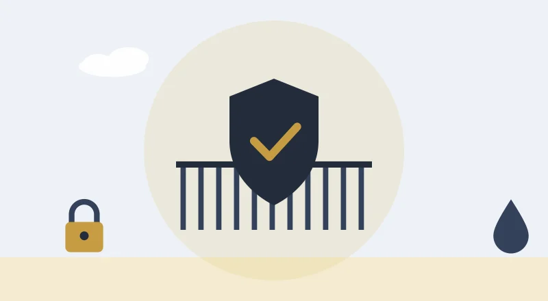 A shield in front of a gate