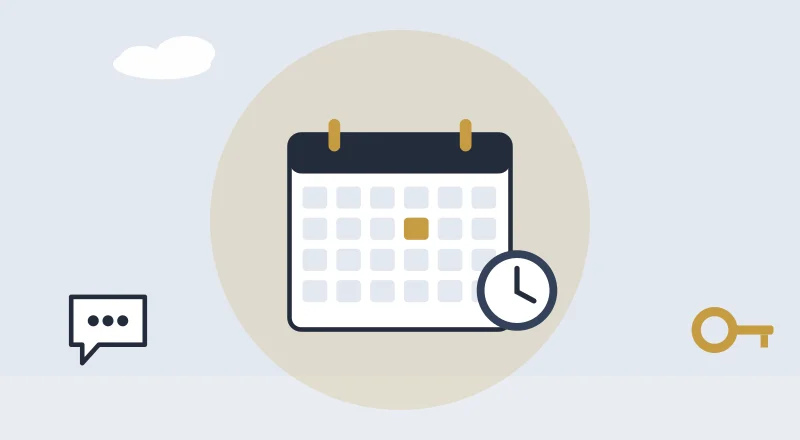 A calendar with one day marked, and a clock