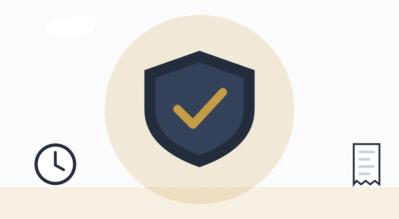 A shield with a tick, for staying safe