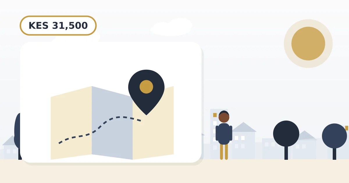 A neighbourhood map with a location pin, with KES 31,500 shown